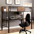 CM-BK029TD Byron aurora clapton black finish metal frame industrial inspired style twin loft workstation bunk bed set