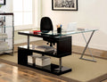 CM-DK6131BK Bronwen black finish wood and glass top l shaped convertible desk