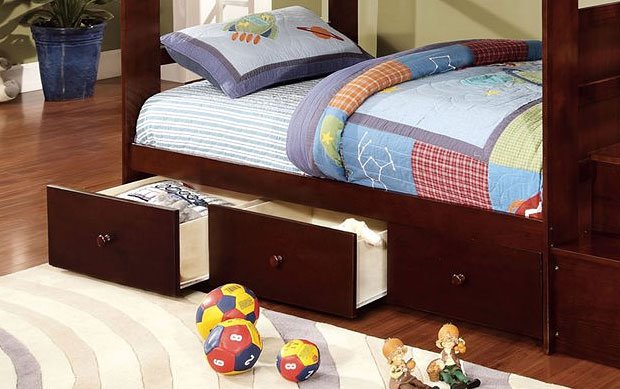 CM-DR452-EXP Set of 3 primo espresso finish wood slide under bed trundle drawers