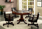 CM-GM339 5 pc rowan cherry finish wood man cave poker, gaming, dining table set with swivel chairs