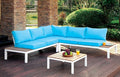 CM-OS2580 4 pc Nailwell winona white aluminum frame blue fabric cushions outdoor patio sectional