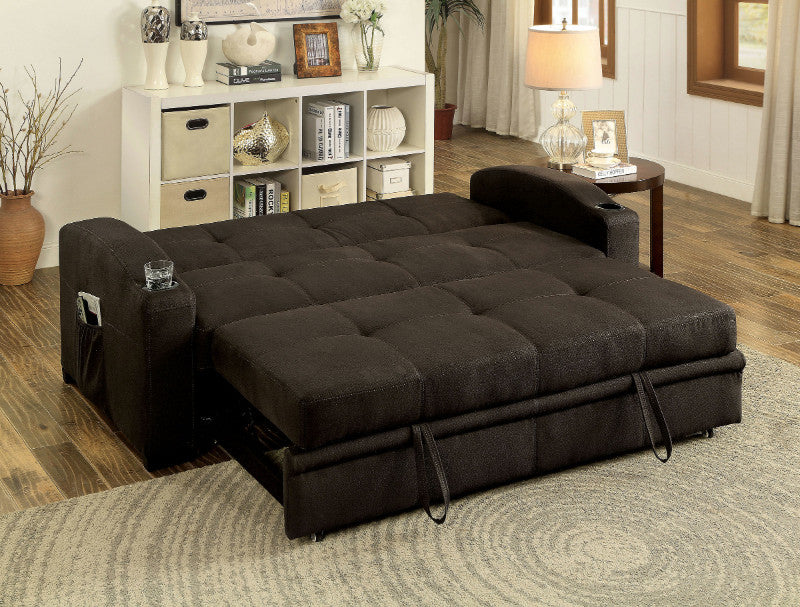 CM2691 Latitude run genova Mavis dark brown fabric folding futon sofa bed