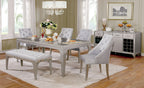 CM3020T 6 pc One allium way arthur diocles silver finish wood dining table set with antique mirror inserts