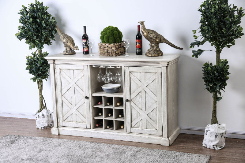 CM3089-SV Georgia antique white finish wood dining sideboard server ...
