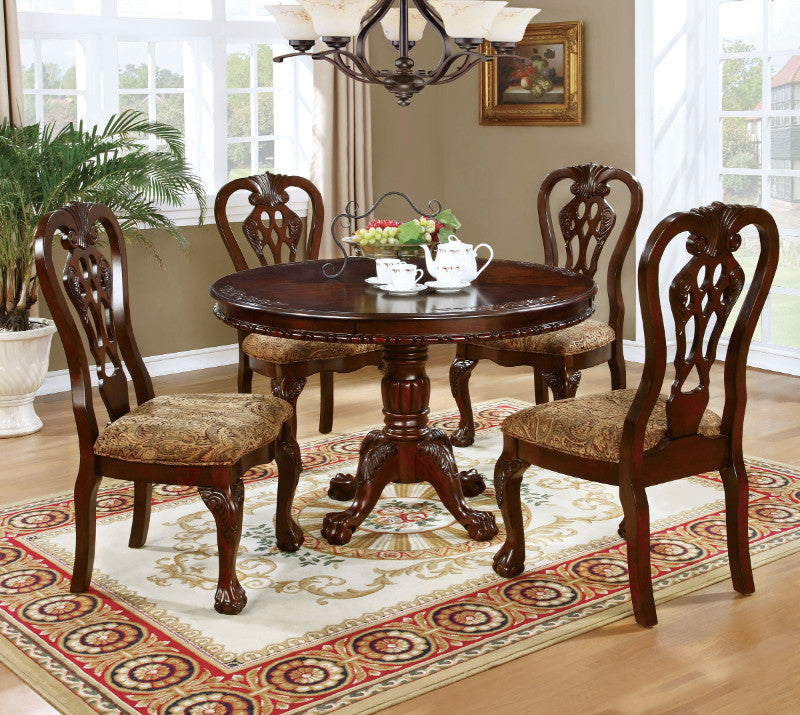 CM3212RT-5PC 5 pc elana brown cherry finish wood 48" round dining table set