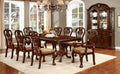 CM3212T 7 pc Elana brown cherry finish wood double pedestal dining table set