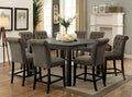 CM3324BK-PT-54-GY-9PC 9 pc Gracie oaks sania III antique black finish wood counter height dining table set with gray chairs