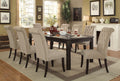 CM3324BK-T-84-3564SC 7 pc sania ii antique black finish wood dining table set with ivory padded chairs