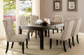 CM3324BK-T 7 pc sania i antique black finish wood rustic style dining table set with tufted chairs