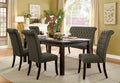 CM3324BK-T-3564GY-6PC 6 pc sania ii antique black finish wood dining table set with gray padded chairs