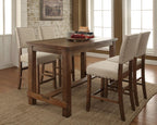 CM3324PT-5PC 5 pc sania natural tone finish wood counter height dining table set with padded chairs