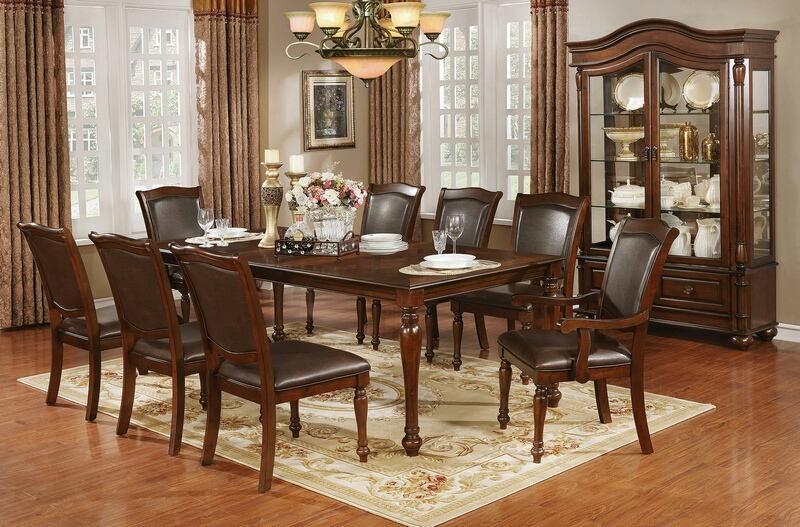 CM3453T-7pc 7 pc Astoria grand dufrene sylvana brown cherry finish wood dining table set