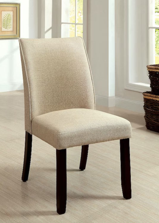 CM3556SC Set of 2 Plattsburgh cimma espresso finish wood ivory fabric dining chairs