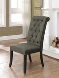 CM3564GY-SC Set of 2 Marshall gray linen like fabric antique black finish wood side chairs