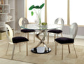 CM3729T-3727-5PC 5 pc Williams import co. roxo modern style satin plated metal 48" round glass dining table set