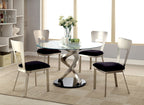 CM3729T-3728-5PC 5 pc Williams import co. roxo modern style satin plated metal 48" round glass dining table set