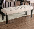 CM3735IV-BN  Marshall ivory linen like fabric antique black finish wood dining entry bedroom bench