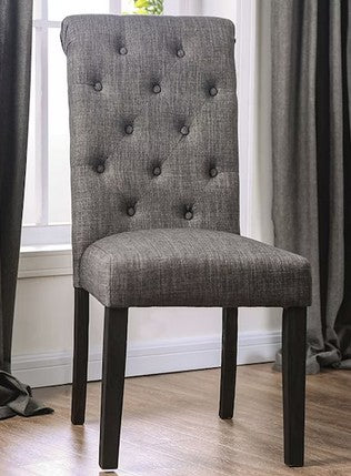 CM3735GY-SC-2PK Set of 2 Marshall grey linen like fabric antique black finish wood side chairs