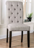 CM3735LG-SC-2PK Set of 2 Marshall light grey linen like fabric antique black finish wood side chairs