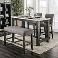 CM3736PT-GY 5 pc Red barrel studio brule antique black finish wood marble top counter height dining table set
