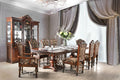 CM3788T-7pc 7 pc Astoria grand alexandro lucie cherry brown finish wood double pedestal ornate accents dining table set