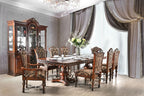 CM3788T-7pc 7 pc Astoria grand alexandro lucie cherry brown finish wood double pedestal ornate accents dining table set