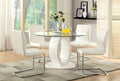 CM3825WH-RT-5PC 5 pc Orren ellis berwick lodia i modern style white finish oval pedestal base 48" round glass top dining table set