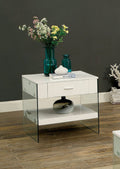 CM4451WH-E Raya white finish wood and glass end table