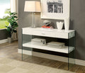 CM4451WH-S Raya white finish wood and glass sofa console entry table