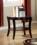 CM4488E Finley espresso finish wood beveled glass top end table