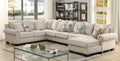 CM6156 3 pc skyler ivory fabric sectional sofa with nail head trim accents