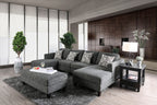 CM6363-5PC 5 pc Latitude run bax lowry gray chenille fabric sectional and ottoman