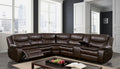 CM6982BR 3 pc pollux brown breathable leatherette sectional sofa with recliner ends