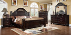 CM7129 4 pc Darby home co Bohn syracuse dark walnut finish classic style oval headboard poster bed queen bed set