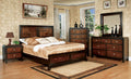 CM7152 4 pc Millwood pines valepatra acacia and walnut finish wood queen bedroom set with double deck top headboard and footboard
