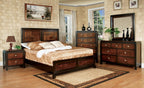 CM7152 4 pc Millwood pines valepatra acacia and walnut finish wood queen bedroom set with double deck top headboard and footboard