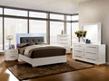 CM7201 4 pc Orren ellis havilland Clementine white high gloss finish wood and led lighting trim queen bed set