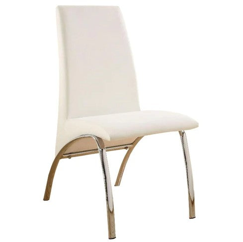 CM8370WH-SC-2PK Set of 2 glenview white leatherette upholstered dining chairs with chrome legs