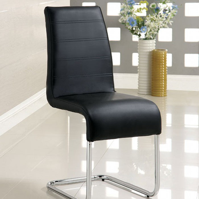 CM8371BK-SC-2PK Set of 2 Orren ellis monaco mauna modern black faux leather dining chairs