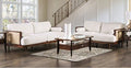 CM9982-2PC 2 pc A&J homes studio Alesund beige fabric walnut finish wood sofa and love seat set