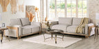 CM9983LB-2PC 2 pc A&J homes studio Harstad light brown fabric natural finish wood sofa and love seat set