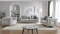 Contessa Grey Fabric 2-Piece Sofa and Love Seat Set with Sunburst Pattern Arms & Gold Trim – Matrix