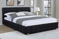 CT03BQ Blenz black fleece fabric upholstered beige wood legs queen platform bed