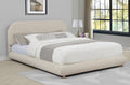 CT04CQ Clover cream fleece fabric upholstered beige wood legs queen low rise platform bed