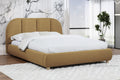 Best Master Clover Golden Brown Burlap Fabric Queen Low Rise Platform Bed – CT05BRQ