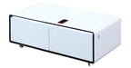 CT5007-ART Brayden studio cullyn white high gloss finish smart coffee table fridge, wireless charging and and sound system