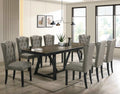 Cabo-9PC 9 pc Cabo earth brown and black finish wood dining table set with leaf