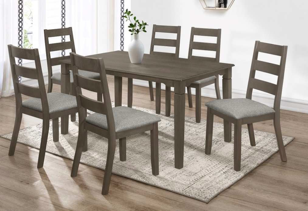 CoronaII-7PC 7 pc Corona II antique grey finish wood dining table set