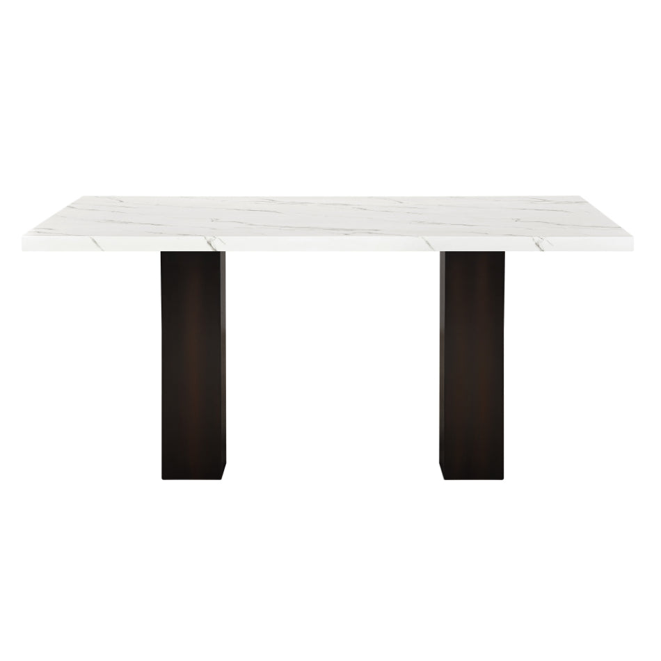 40-1221-7PC 7 pc Faust espresso finish wood 68" faux marble top dining table set