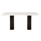 40-1221-7PC 7 pc Faust espresso finish wood 68" faux marble top dining table set